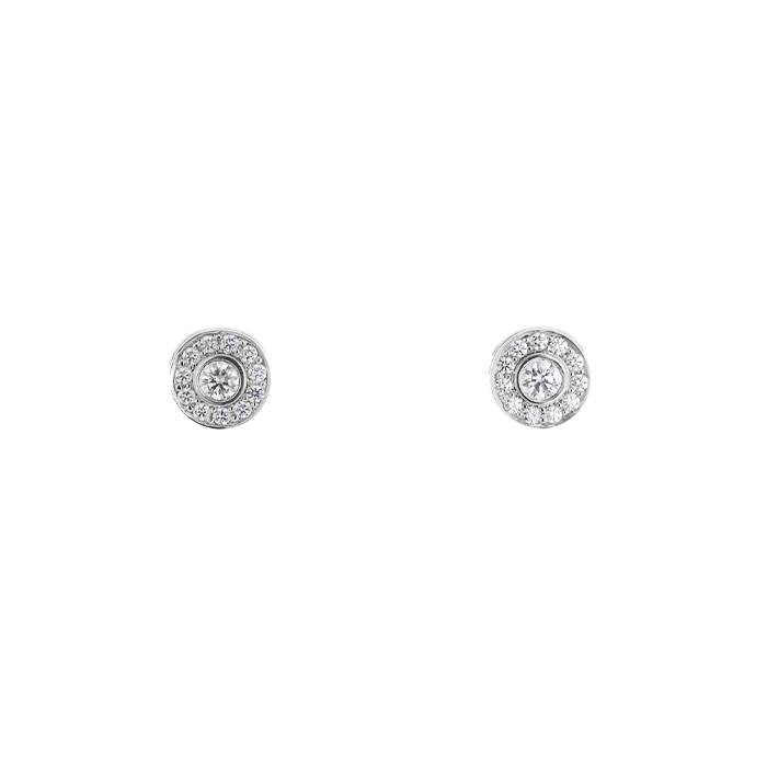 Paire de puces d'oreilles Tiffany & Co Circlet en platine et diamants - 00pp