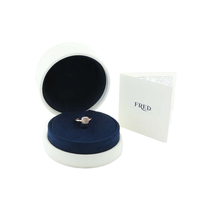 Bague Fred Pain de Sucre petit modèle en or rose, diamants et quartz rose - Detail D2