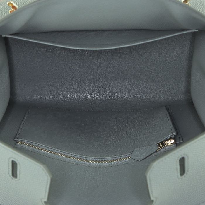 Bolso de mano Hermès  Birkin 25 cm en cuero epsom verde Almendra - Detail D2