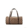 Bolso de mano Louis Vuitton  Papillon en lona a cuadros ébano y cuero marrón - 360 thumbnail