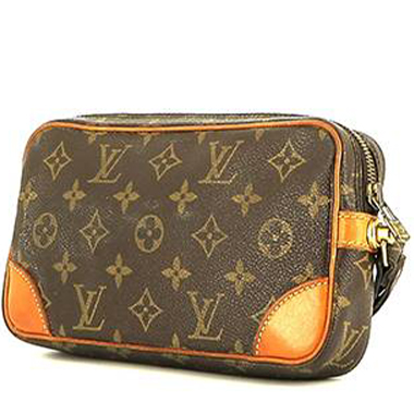 Pochette Louis Vuitton  Trocadéro en toile monogram marron et cuir naturel