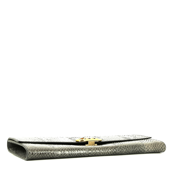 Celine  Maillon Triomphe pouch  in grey water snake - Detail D4