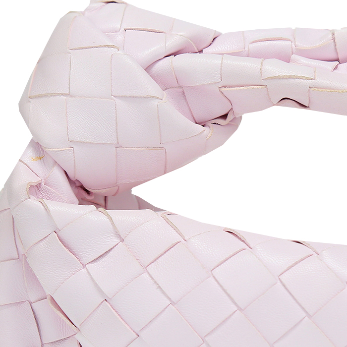 Bolso de mano Bottega Veneta  Jodie mini  en cuero trenzado rosa pálido - Detail D1
