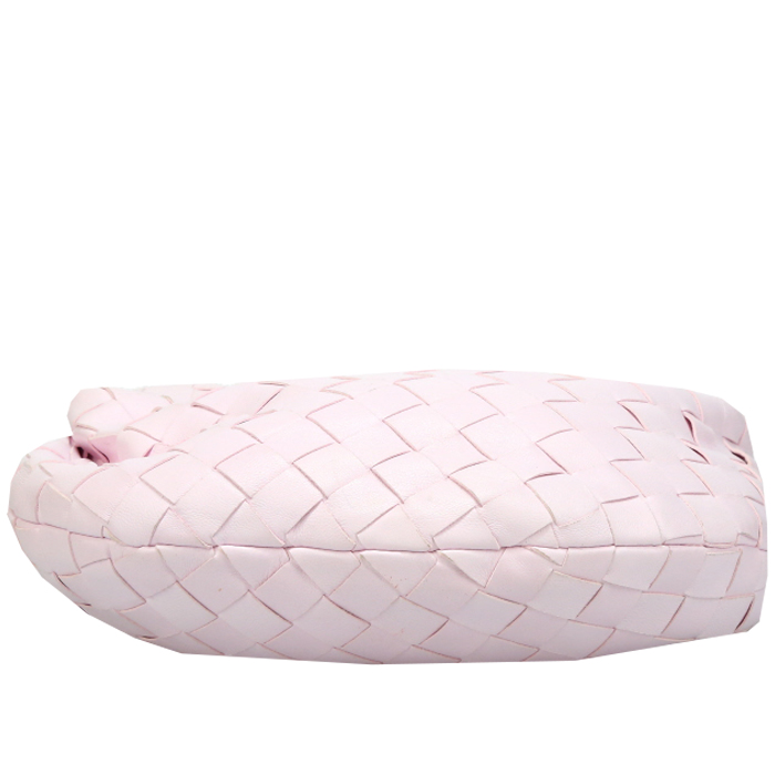 Bolso de mano Bottega Veneta  Jodie mini  en cuero trenzado rosa pálido - Detail D4