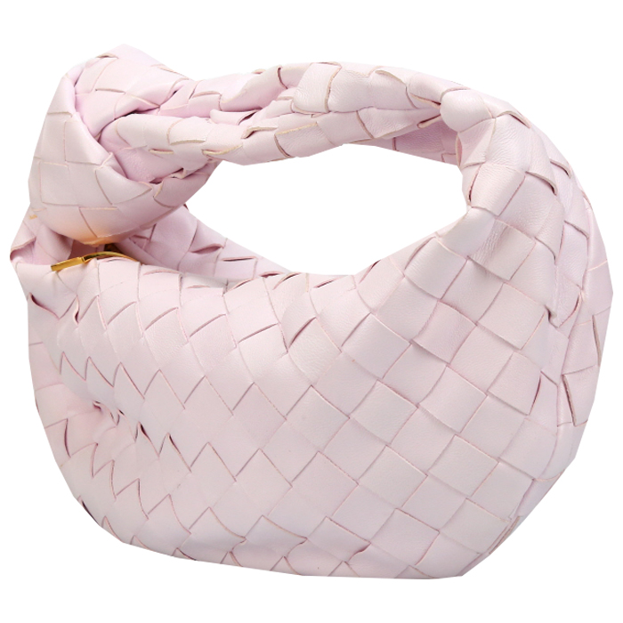 Bolso de mano Bottega Veneta  Jodie mini  en cuero trenzado rosa pálido - Detail D5