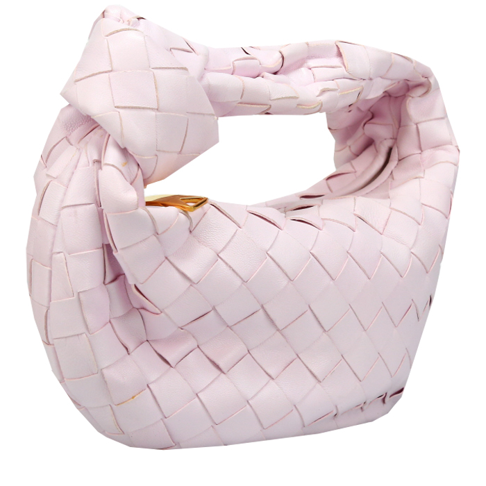 Bottega Veneta  Jodie mini  handbag  in varnished pink braided leather - Detail D6