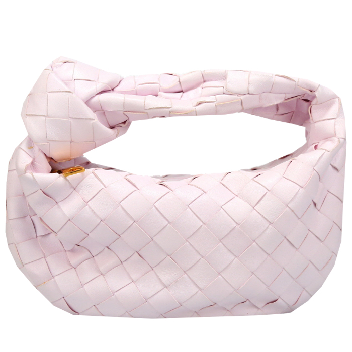 Bolso de mano Bottega Veneta  Jodie mini  en cuero trenzado rosa pálido - Detail D7
