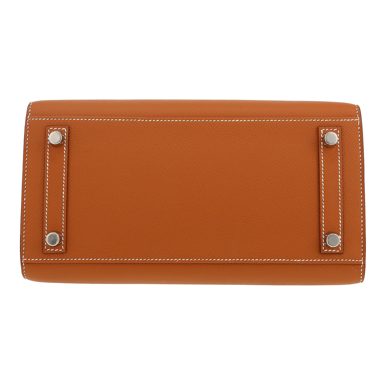 Bolso de mano Hermès  Birkin 25 cm en cuero epsom color oro - Detail D1