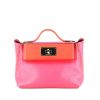 Bolso de mano Hermès  24/24 mini  en cuero swift rojo y rosa - 360 thumbnail