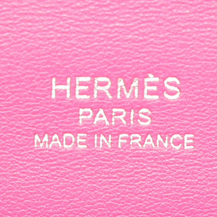 Bolso de mano Hermès 24/24 mini en cuero swift rojo y rosa - Detail D4