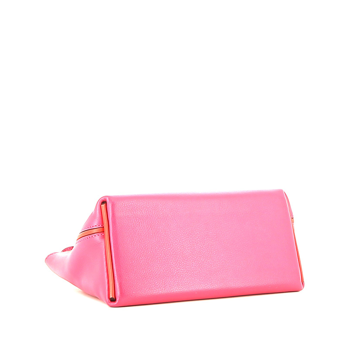 Bolso de mano Hermès 24/24 mini en cuero swift rojo y rosa - Detail D5