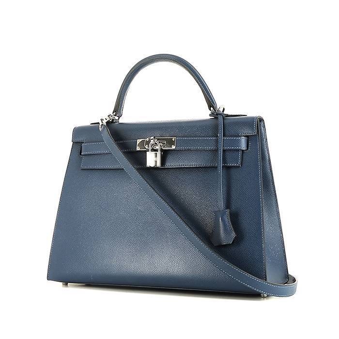 Hermès  Kelly 32 cm handbag  in blue epsom leather - 00pp