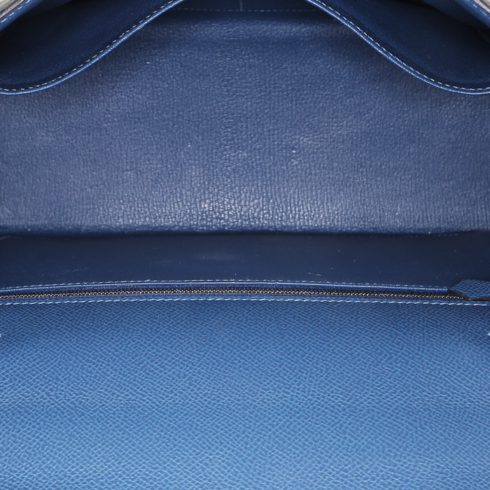 Bolso de mano Hermès  Kelly 32 cm en cuero epsom azul - Detail D3