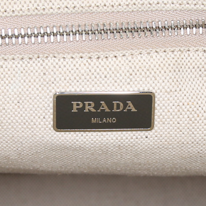 Sac cabas Prada Shopping en cuir saffiano vert-kaki - Detail D3