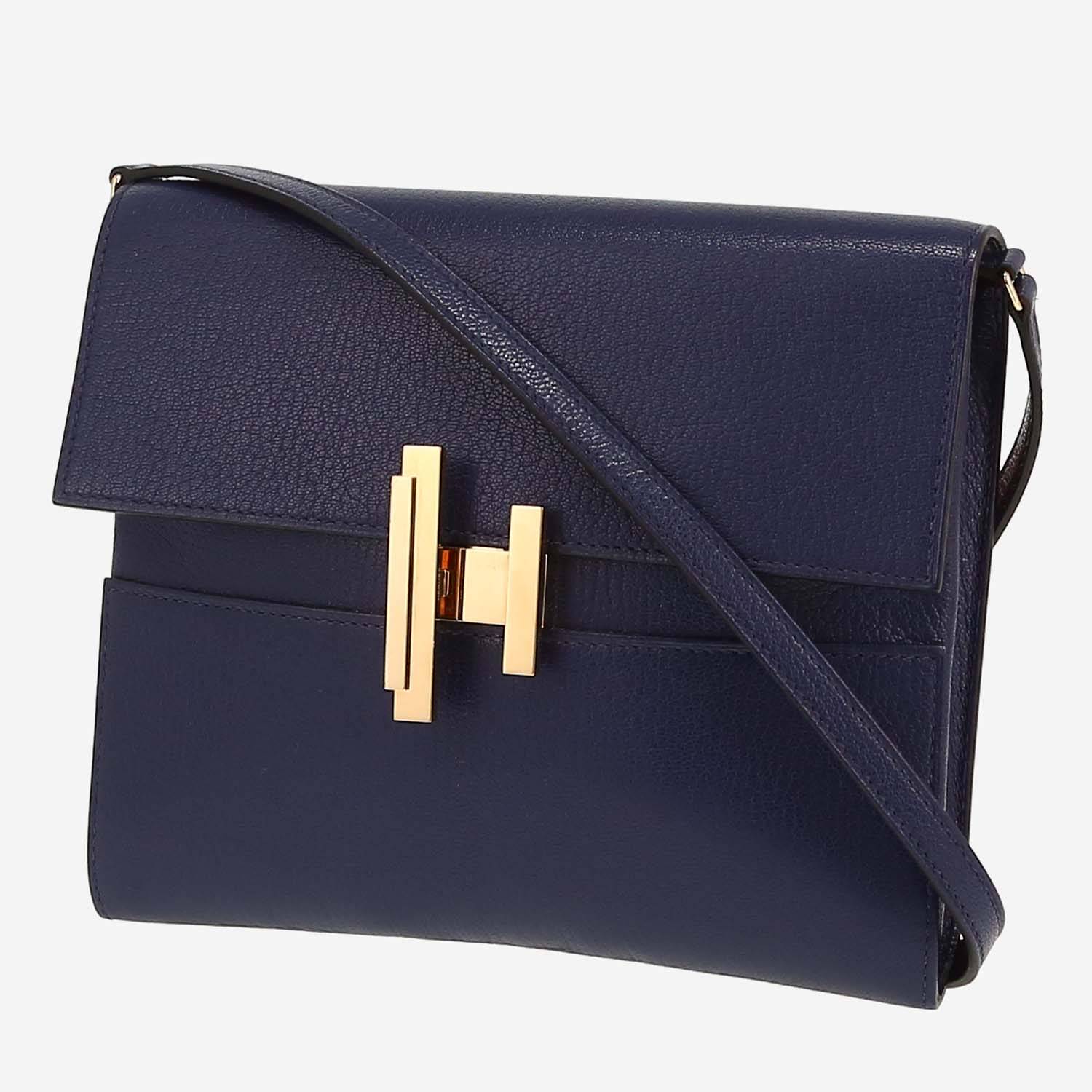 Bolso bandolera Hermès  Cinhetic To Go en cuero Mysore azul