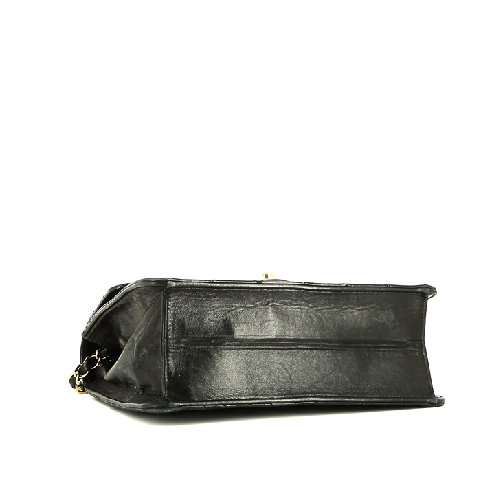 Sac porté épaule ou main Chanel  Mademoiselle en cuir matelassé noir - Detail D4