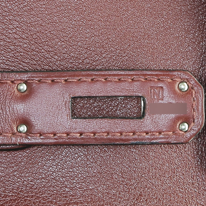 Hermès  Birkin 35 cm handbag  in burgundy Swift leather - Detail D4