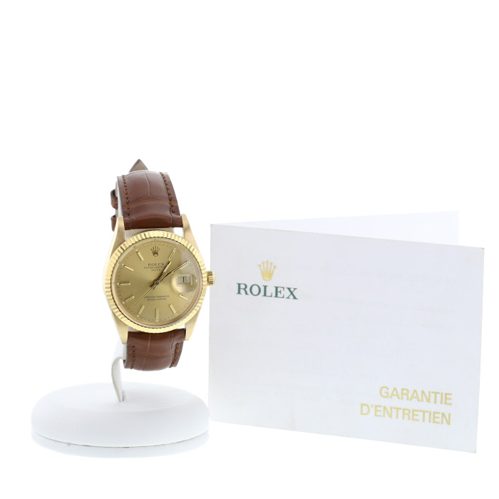 Montre Rolex Oyster Perpetual Date en or jaune Ref: Rolex - 15038  Vers 1987 - Detail D2