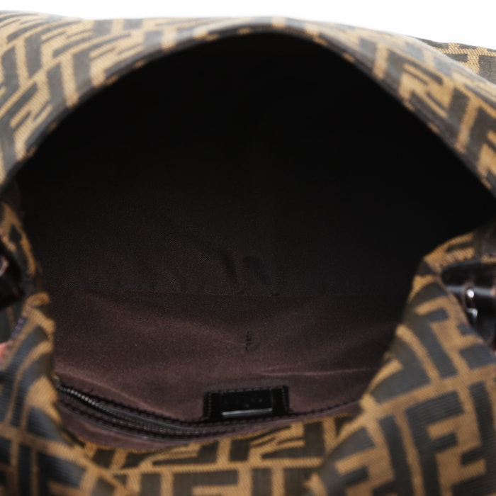 Sac à main Fendi  Zucca petit  en tissu monogram noir et cuir noir - Detail D3