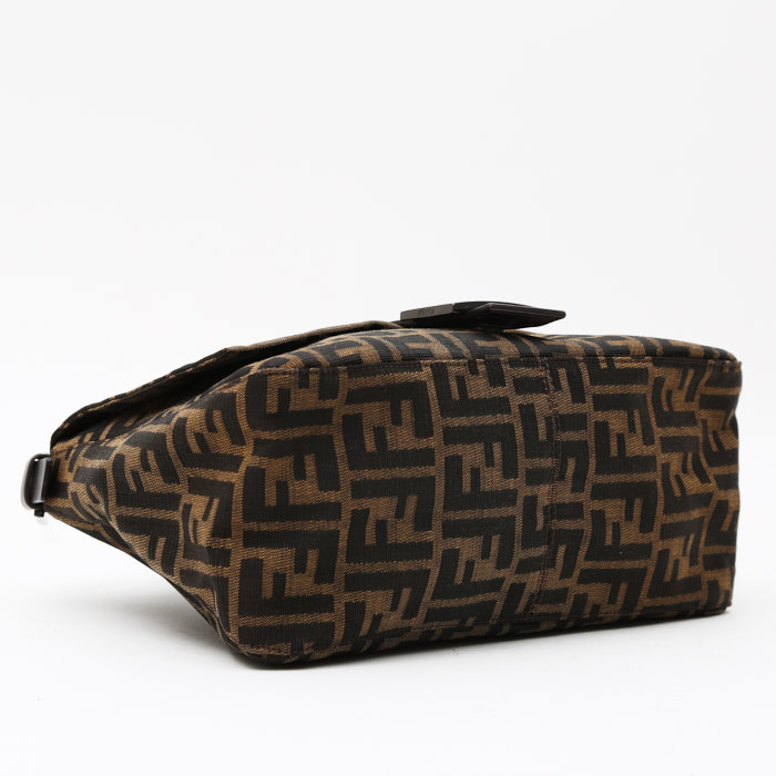 Fendi  Zucca small  handbag  in black monogram canvas  and black leather - Detail D5