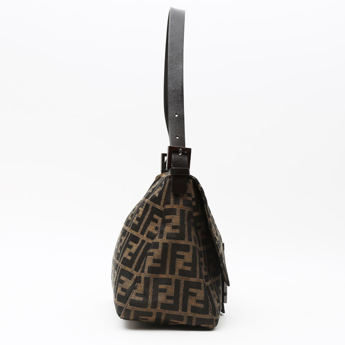 Bolso de mano Fendi  Zucca pequeño  en tela Monogram negra y cuero negro - Detail D6