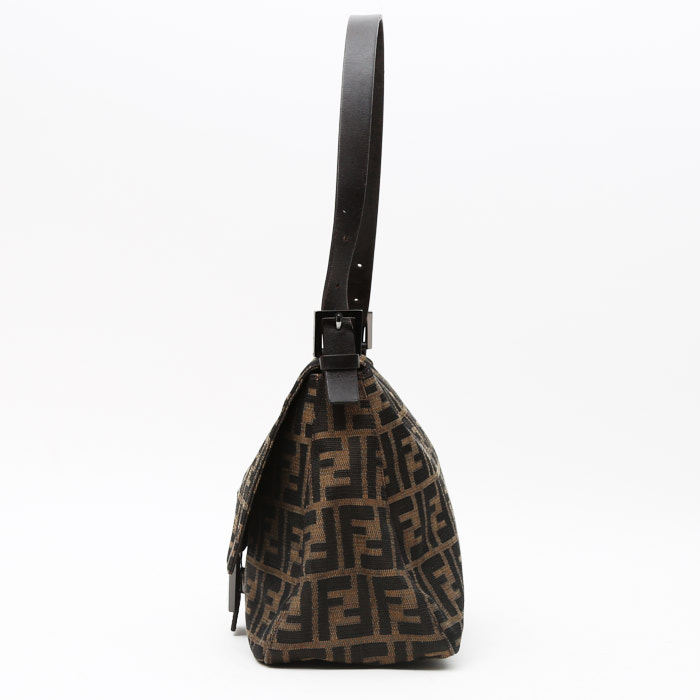 Fendi  Zucca small  handbag  in black monogram canvas  and black leather - Detail D7