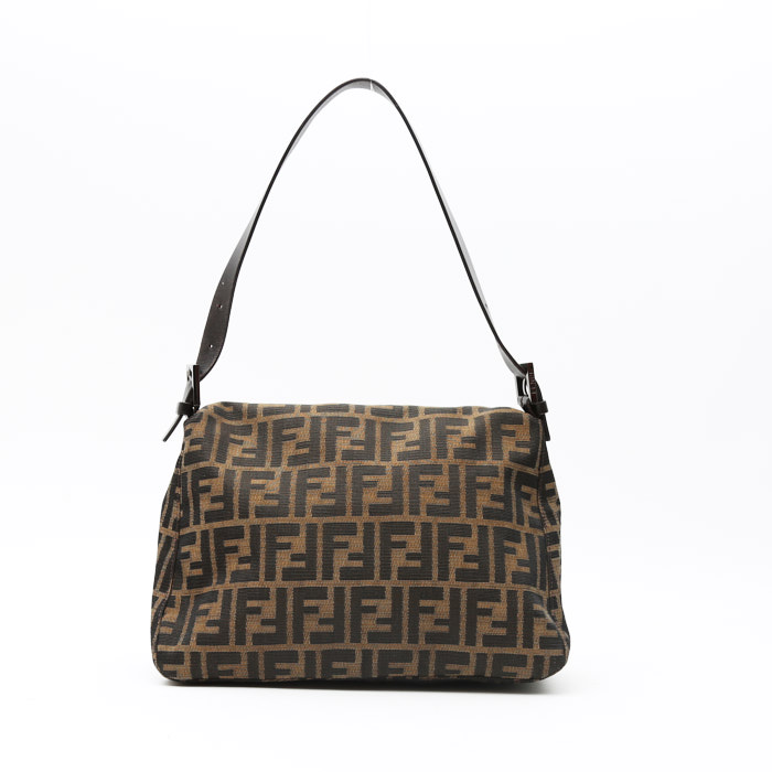 Sac à main Fendi  Zucca petit  en tissu monogram noir et cuir noir - Detail D8