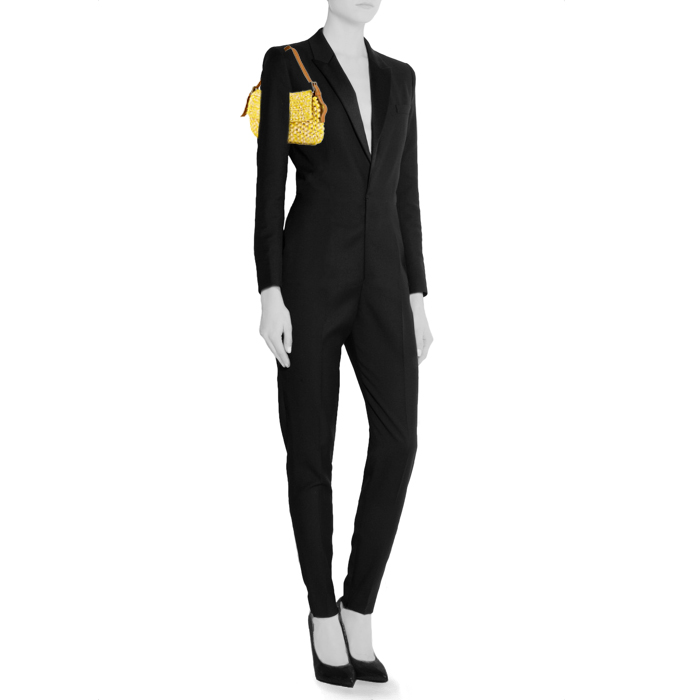 Fendi  Baguette handbag  in beige raphia  and yellow canvas - Detail D1