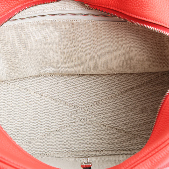 Sac de voyage Hermès  Victoria en cuir taurillon clémence rose Jaipur - Detail D2