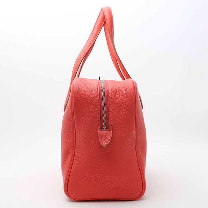 Bolsa de viaje Hermès  Victoria en cuero taurillon clémence rosa Jaipur - Detail D6