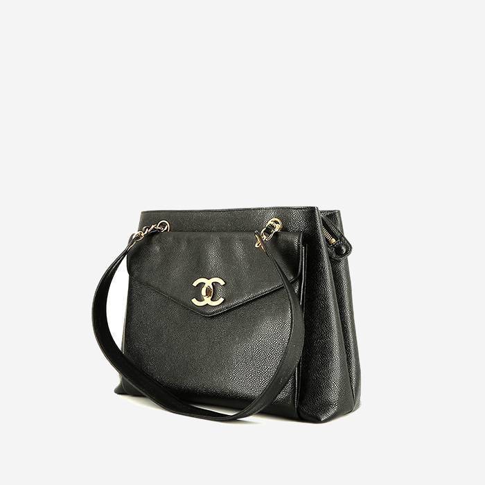Sac porté épaule Chanel  Vintage Shopping en cuir grainé noir
