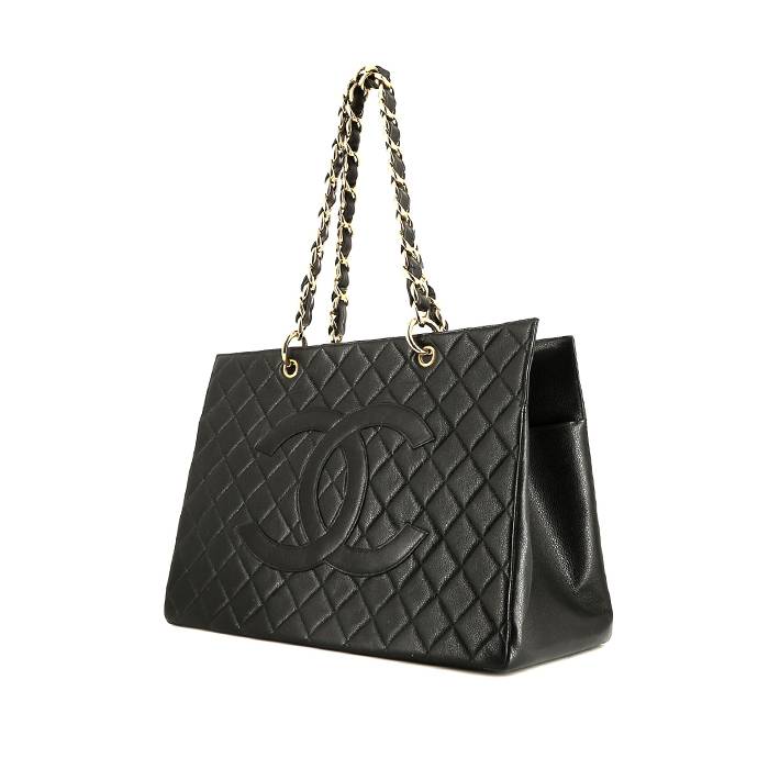 Chanel  Grand Shopping shopping bag  in black quilted grained leather - 00pp