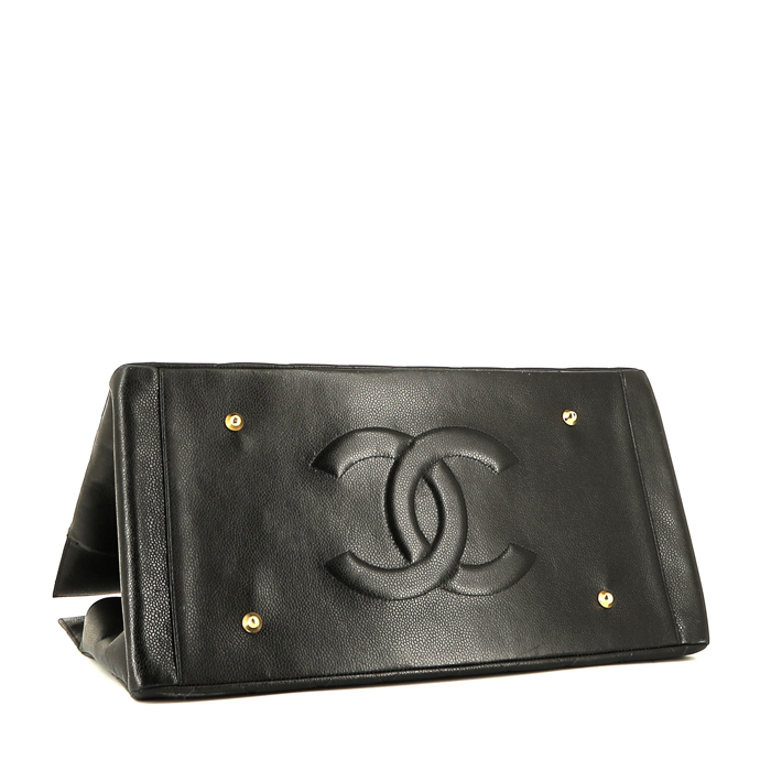 Bolso Cabás Chanel  Grand Shopping en cuero granulado acolchado negro - Detail D4