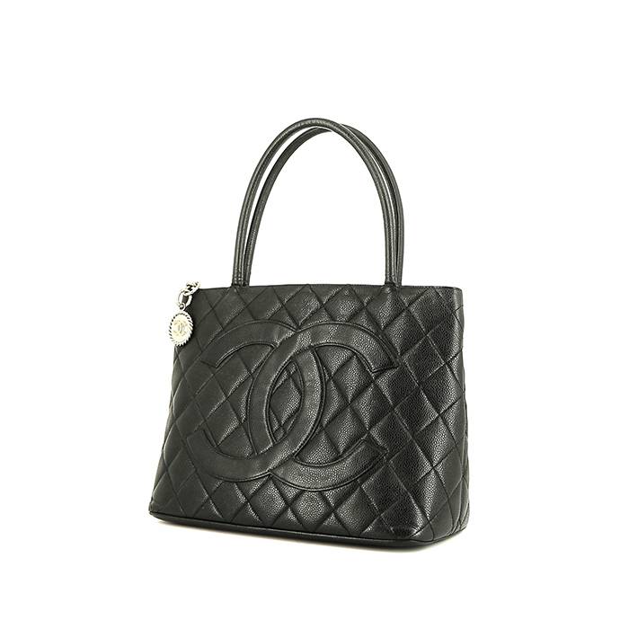Chanel  Medaillon handbag  in black quilted grained leather - 00pp