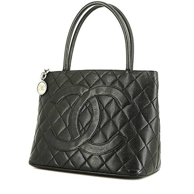 Bolso de mano Chanel  Medaillon en cuero granulado acolchado negro