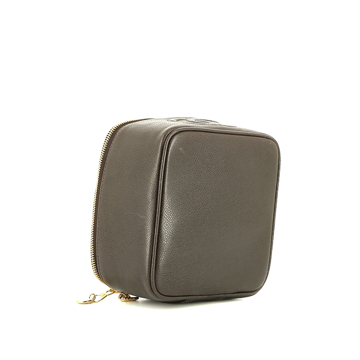 Vanity Chanel  Vanity en cuir grainé marron - Detail D4