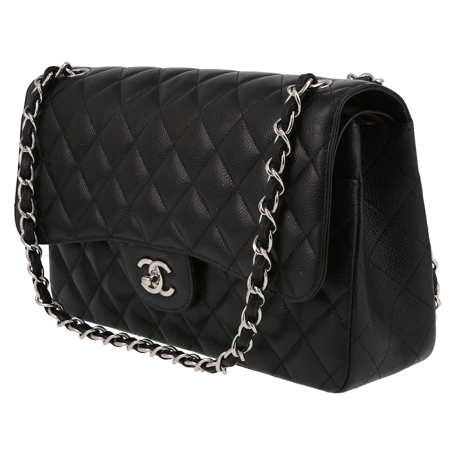 Sac bandoulière Chanel  Timeless Jumbo en cuir grainé matelassé noir - Detail D3