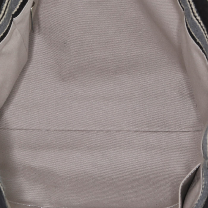 Chanel  Deauville shopping bag  in black and grey canvas - Detail D2