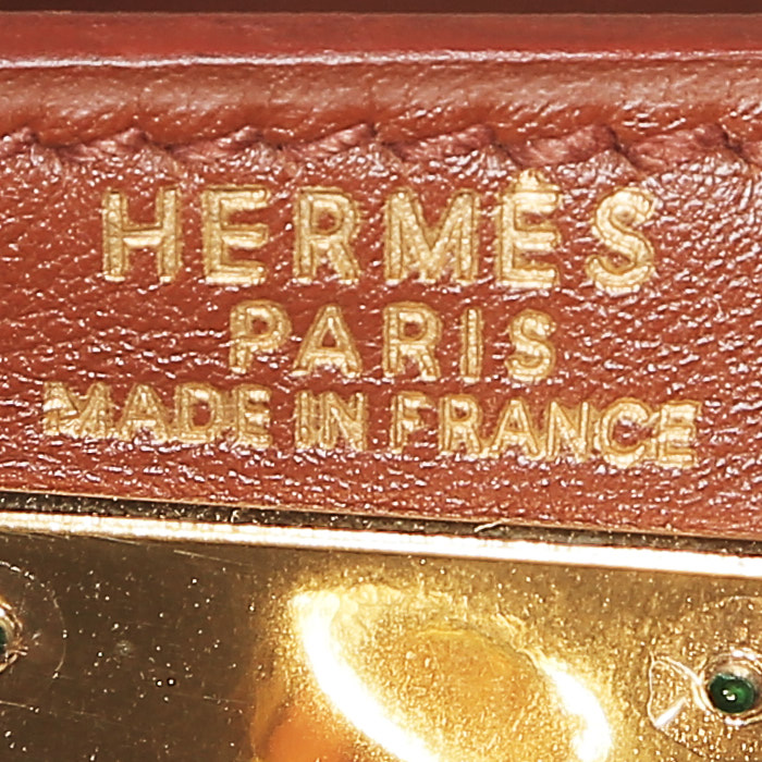 Bolso de mano Hermès  Kelly 28 cm en cuero Gulliver color avellana - Detail D4