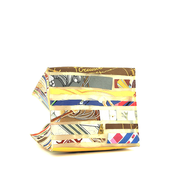 Borsa Hermès  Cas du Sac modello piccolo  in materiale sintetico bianco sporco e seta multicolore - Detail D4