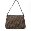 Fendi  Zucca handbag  in brown and black bicolor  monogram canvas  and brown leather - Detail D7 thumbnail