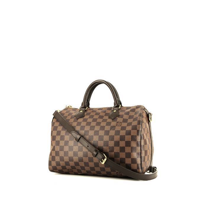 Louis Vuitton  Speedy 30 handbag  in ebene damier canvas  and brown leather - 00pp