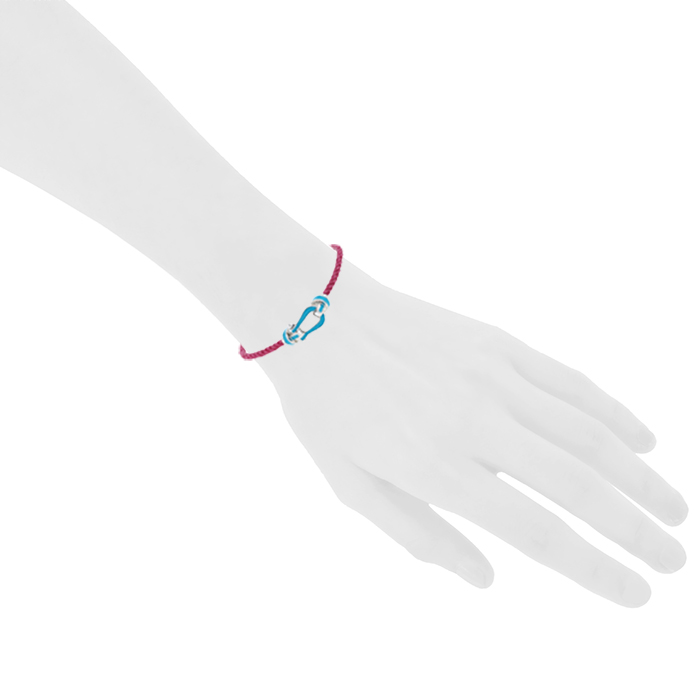 Bracelet Fred Force 10 moyen modèle en or blanc et laque turquoise - Detail D1