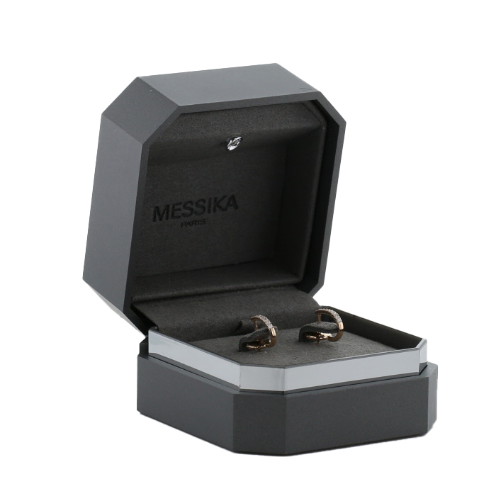 Pendientes Messika Gatsby modelo pequeño de oro rosa y diamantes - Detail D2