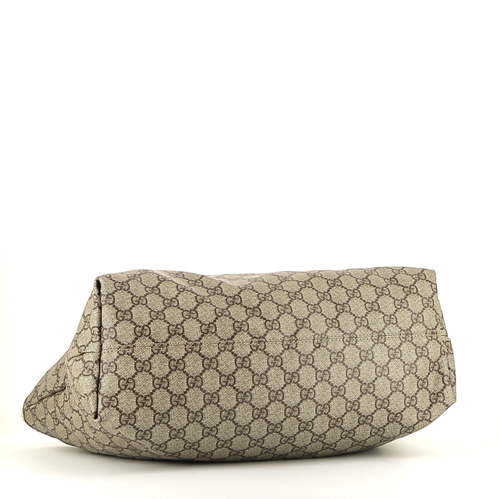 Shopping bag Gucci   in tela "Suprême GG" beige - Detail D4