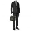 Porte-documents Louis Vuitton   en toile damier graphite et cuir noir - Detail D2 thumbnail