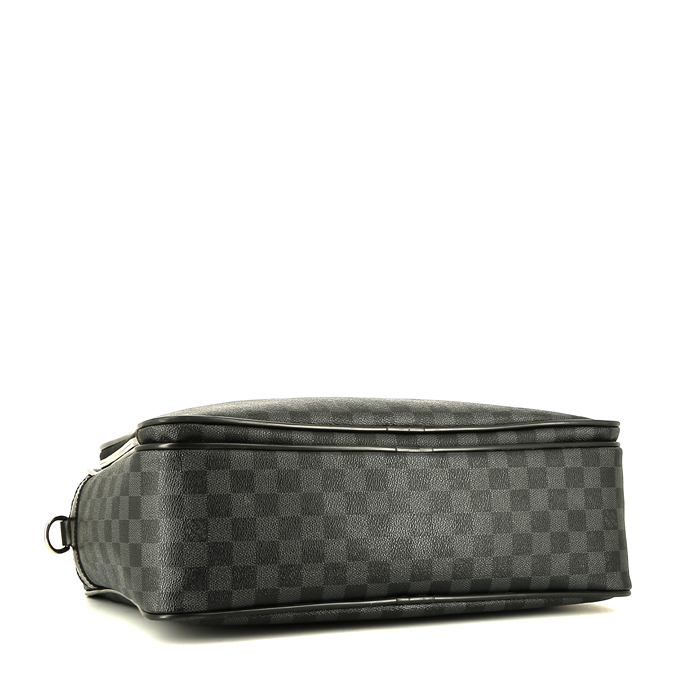 Louis Vuitton   briefcase  damier graphite canvas  and black leather - Detail D5