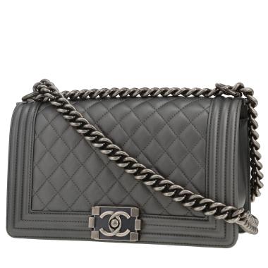 Bolso bandolera Chanel  Boy en cuero acolchado plateado