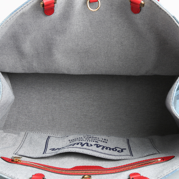 Sac cabas Louis Vuitton Onthego en toile damier bleu-jean - Detail D2