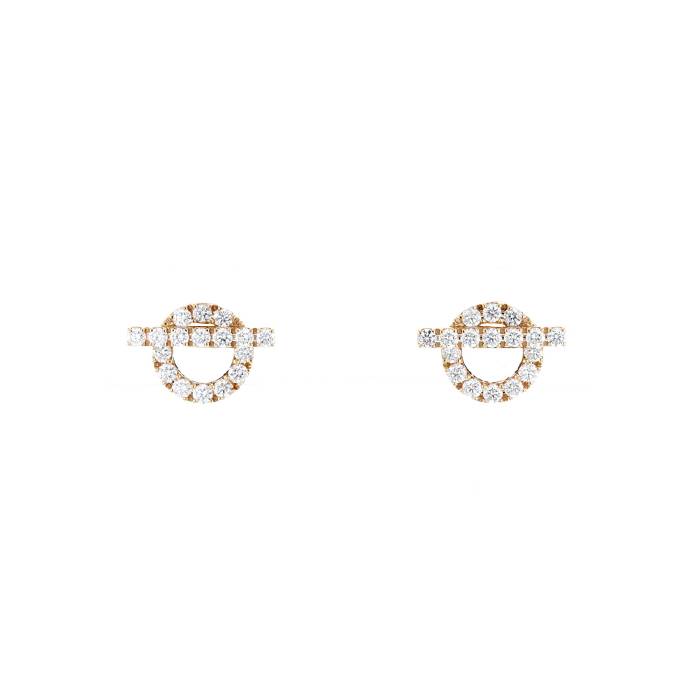 Hermès Finesse earrings in pink gold and diamonds - 00pp